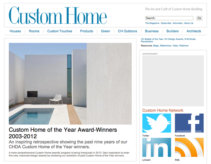 Custom Home Magazine Website Redesign
